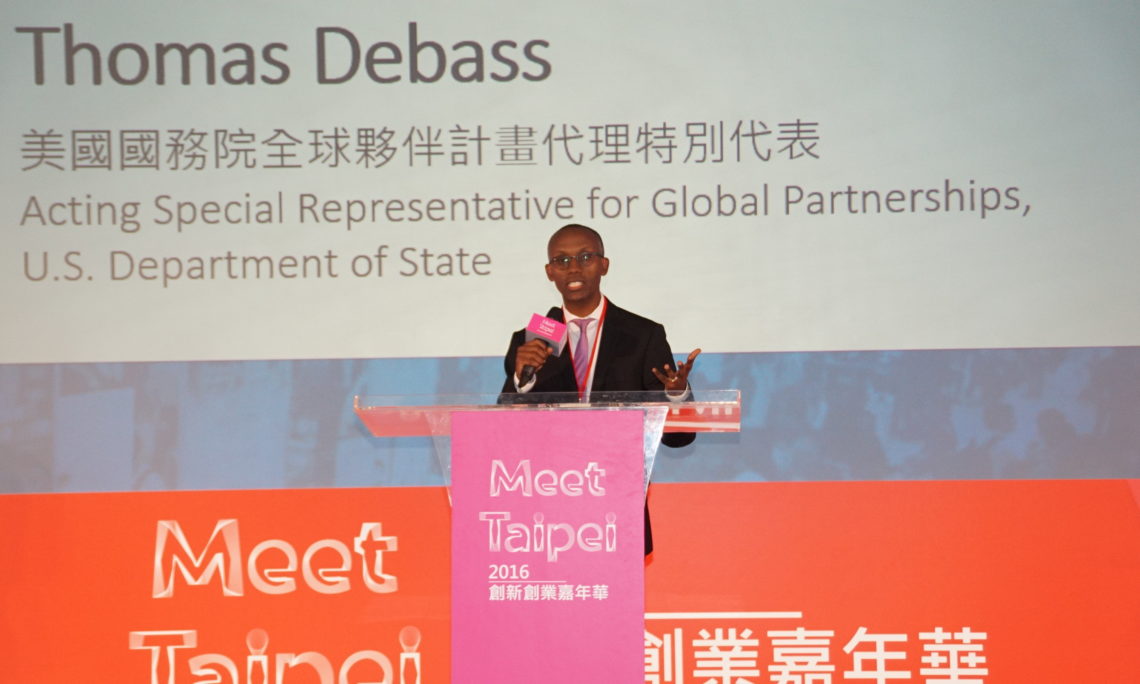 美國國務卿全球夥伴計畫辦公室代理特別代表湯瑪斯‧迪巴斯 「2016 Meet Taipei」創新創業嘉年華致詞